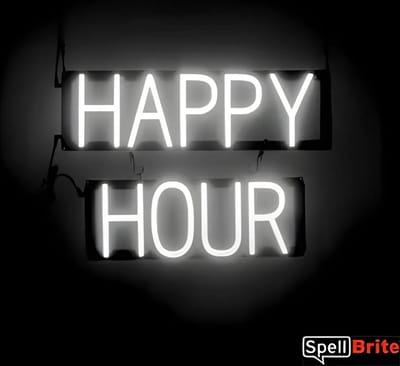 HAPPY HOUR - Lichtreclame Neon LED bord verlicht | SpellBrite | 53 x 38 cm | 6 Dimstanden - 8 Lichtanimaties | Reclamebord neon verlichting