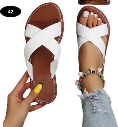 Livano Slippers Dames - Teenslippers - Flip Flops - Comfortabel - Zomer - Wit 42