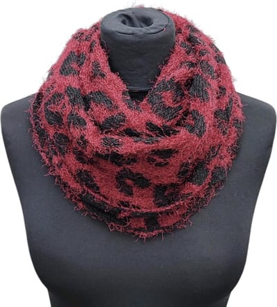 Gebreide Colsjaal - Ronde Sjaal - Rood/Zwart - 70 x 30 cm (143)