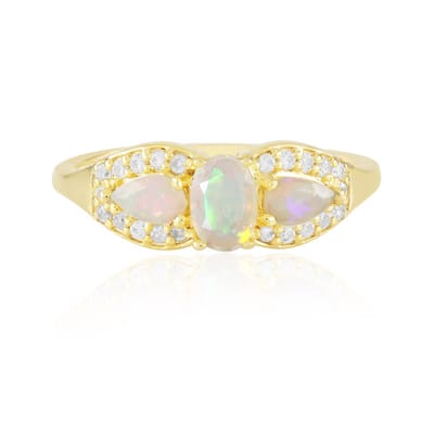 Cavill - Zilveren ring met Welo en Ethiopische peervormige opalen - 925 Sterling zilver verguld - 0,685 ct - elegante ovale opaal ring