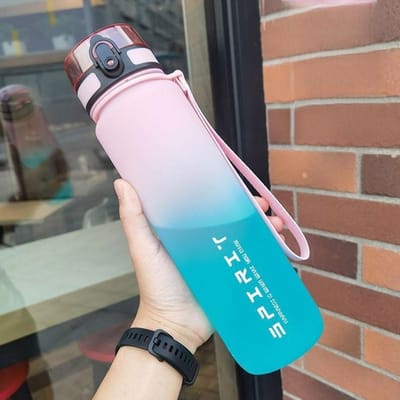 1000ML Sportwaterfles met grote capaciteit, motiverend, lekvrij, draagbaar, herbruikbaar, plastic bekers, outdoor, reizen, gym, kannen 1.0L