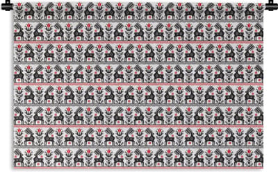 Wandkleed - Wanddoek - Hert - Patroon - Zwart - Rood - 180x120 cm - Wandtapijt