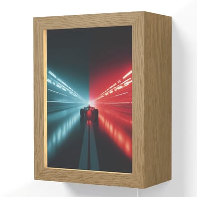 Wandlamp 15x20 cm - Oplaadbaar - Raceauto - Rood - Blauw - Snelheid - Wandlampen binnen woonkamer - Slaapkamer lamp met kabel - Decoratieve nachtlamp - Vloerlamp snoer