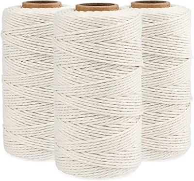 Bakkers bindgaren 300 m, 2 mm katoenen koord, knutselkoord voor DIY, cadeauverpakking en tuinieren, beige