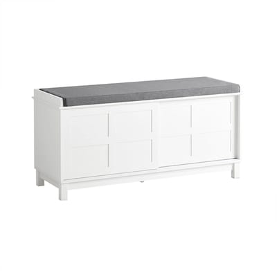 Mara Schoenenbank - Met zitkussen - Schoenenkast - Praktisch - Opbergkast - MDF - Wit - Grijs - 40 x 114 x 53 cm