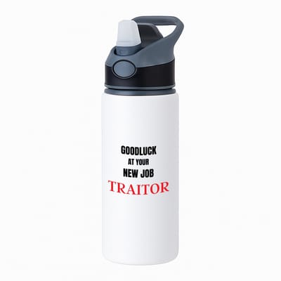 Hacebo® - Goodluck at your new job fucking traitor waterfles met rietje zwart - Afscheid bedank cadeau - collega - werknemer - cadeau - kado - afscheid - nieuwe baan - water fles - 650ML