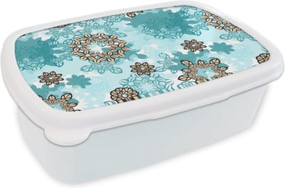 Broodtrommel Wit - Lunchbox - Brooddoos - Tiener - Mandala - Patronen - 18x12x6 cm - Volwassenen