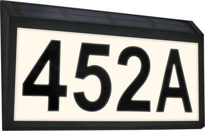 BRILONER - Buitenverlichting - huisnummerlamp - op zonne-energie - met schemersensor - IP44 - inclusief letters en cijfers - 18 x 18 x 3,5 cm - zwart