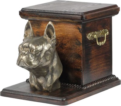 Elegante urn voor Boston Terrier met hondenbuste voor asbewaring