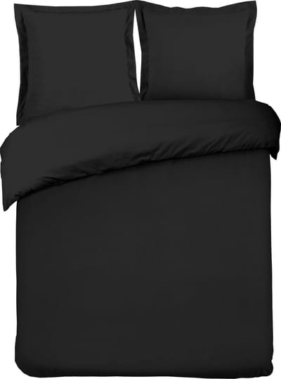VISION Zwart uni Dekbedovertrekset - 100% katoen: zacht en soepel - Lits-jumeaux - Dekbedovertrek 240 x 220 cm met 2 bijhorende slopen - Oekotex gecertificeerd