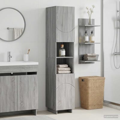 vidaXL - Badkamerkast - Grijs - Sonoma - 36.5 - x - 38 - x - 180 - cm - Bewerkt - hout