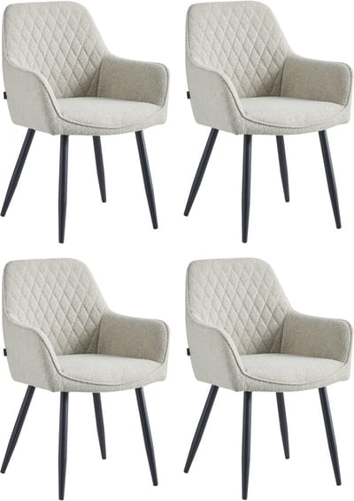 Colenis® - Beverly Eetkamerstoel - Set Van 4 - Beige - Bouclé