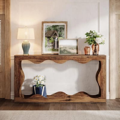 Bijzettafel - Console Tafel - Salontafel - Sidetable - Hout - Natuurlijk - Hal - Woonkamer - 160 × 30 × 85 cm (L × D × H)