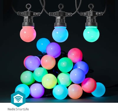 Nedis SmartLife Lichtsnoer - Feestverlichting - Wi-Fi - RGB / Wit - 20 LED's - 10 m