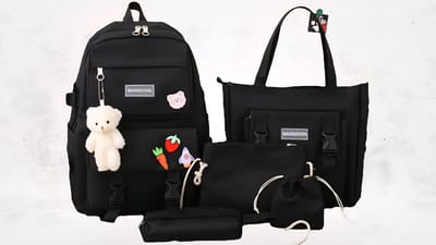 5-delige Rugzak Set / schooltas / Schoolrugzak / Rugtas / School bag / Schooltassen / Schoudertas / Rugzak Set / Schooltas set / Boekentas / Etui / Zwart
