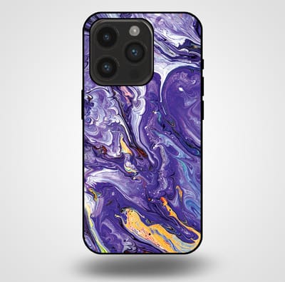 Smartphonica Telefoonhoesje voor iPhone 14 Pro met marmer opdruk - TPU backcover case marble design - Goud Paars geschikt voor iPhone 14 Pro