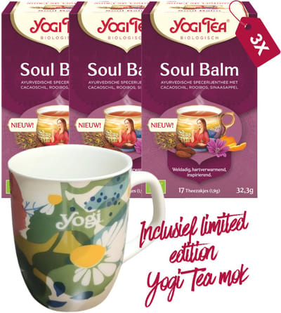Yogi Tea Soul Balm Bio- 3 pakjes - inclusief limited edition Yogi Tea mok