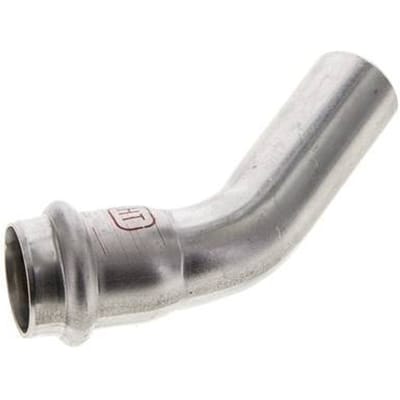 45 graden L-Perskoppeling - 22mm Persmof & 22mm Buiseinde - RVS