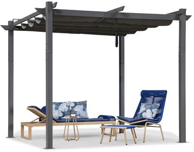 PURPLE LEAF Pergola – Stevig Aluminiumframe – Verstelbaar Zonneschermdak – UV Werend Doek – Weerbestendig en Roestvrij