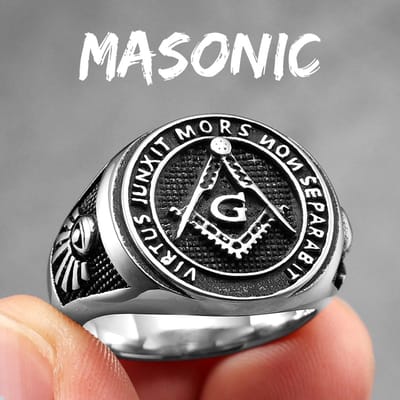 Roestvrij Staal Mannen Ringen Maçonnieke Vrijmetselarij Schedel Punk Rock Hip Hop voor Motorrijder Mannelijke Vriend Sieraden Creativiteit Cadeau 9 white