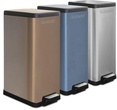 Stainless Steel Pedal Bin with Soft-Close Mechanism - 15 Litres Waste Bin for Kitchen and Bathroom