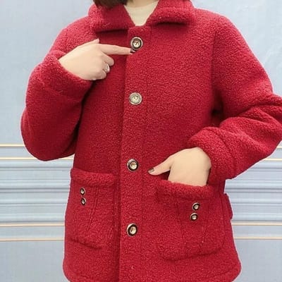 Nouveau Manteau Mi-long pour Mère en Velours et Laine d'Agneau Épaissie pour Femmes 4XL