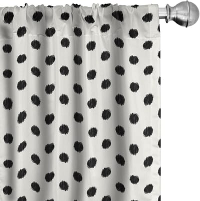 ABAKUHAUS Geometrische Voorhangen – 2x75x225 cm – Microfiber – Zwart-Wit