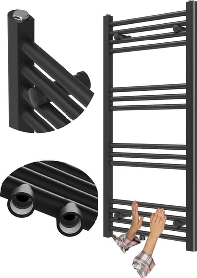 Granitan Badkamerradiator Raven - 100x50cm - Zwart - Ladderverwarming - Handdoekradiator
