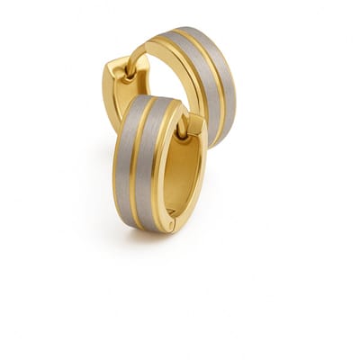 Aramat Jewels | Oorringen | Oorringen – RVS Bicolor Mat Zilver/Goud (13x5mm) | | | |5mm | Staal | Volwassenen | Verkleurd niet