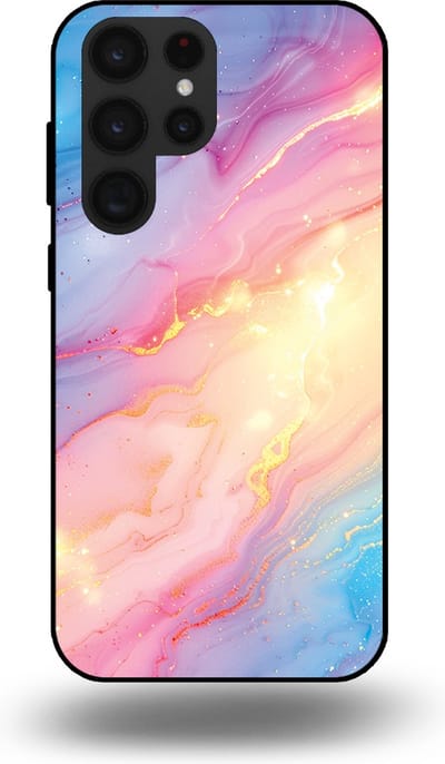 Smartphonica Telefoonhoesje Geschikt voor Samsung Galaxy S22 Ultra met Regenboog Glitter Marmer Opdruk - TPU Backcover Case Rainbow Glitter Marble Design geschikt voor Samsung Galaxy S22 Ultra