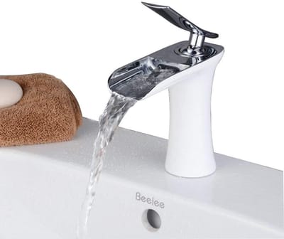 Virtubuy - Badkamerkranen - Waterfall - Modern Design - Wit en Chroom - Mengkraan - Perfect voor elke badkamer - Beelee BL9009W