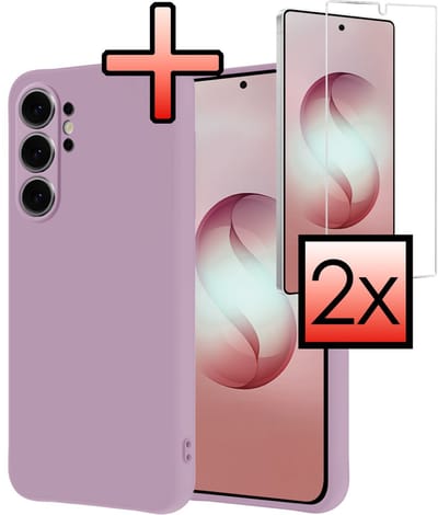 Hoesje - Met 2x Screenprotector - Geschikt voor Samsung Galaxy S26 Ultra - Sterk & Shockproof - Back Cover - Siliconen Case - Telefoon Hoes - Lila