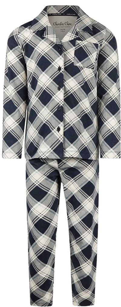 Charlie Choe katoenen jongens pyjama - Ruit - 104 - Blauw