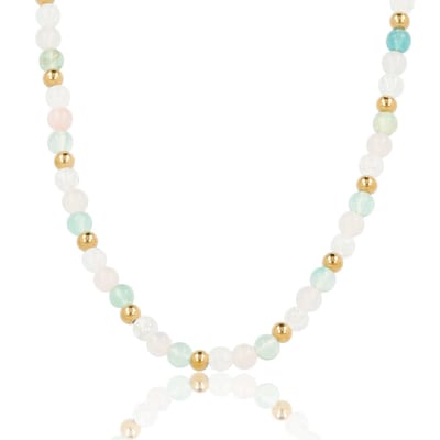 My Bendel - Kralenketting met Verschillende Edelstenen • Rose Quartz, White Quartz & Fluorite - met Luxe Cadeauverpakking | Sieraden Voor Dames