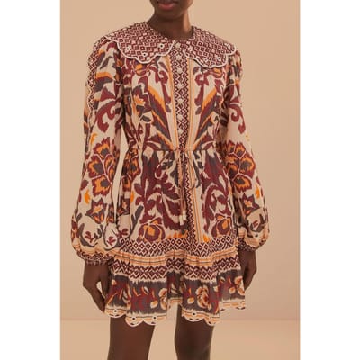FARM Rio Toucans Scarf Cream Mini Dress Maat: XS | Mini Jurken Outlet | Dames | Oranje