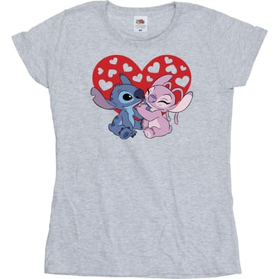 Disney Dames/Dames Lilo & Stitch Hartjes Katoenen T-Shirt (Sportgrijs)