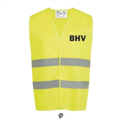 Veiligheidshesje BHV - Fluo Geel - Maat M - Tekst zwart - Veiligheidshesje voor Volwassenen – Veiligheidsvest - Gele Hesjes