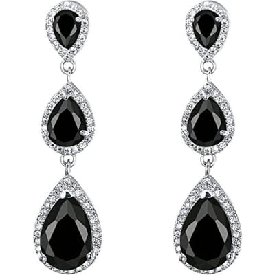 Huitan Eenvoudige Stijlvolle Waterdruppel Zirkonia Hangende Oorbellen Mode Luxe Zwarte/Blauwe Zirkonia Temperament Elegante Dames Sieraden gray
