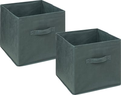 5Five Opbergmand/kastmandje - 4x stuks - Olijfgroen - 31 x 31 x 31 cm - 29 liter - Vakkenkast manden - Stof met versterkte bodem - Opvouwbaar