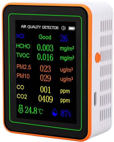 Luchtkwaliteit Tester - Luchtkwaliteit Detector - Binnenmilieu Controleren - 12 in 1 Detectie - 14 x 10 x 5 cm
