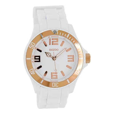OOZOO Timepieces - Witte horloge met witte rubber band - C4171