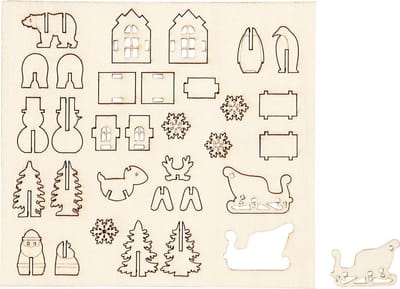 DIY Houten figuren, Kerst, L: 15,5 cm, B: 17 cm, dikte 3 mm, 1 doos