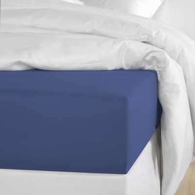 De Witte Lietaer Hoeslaken Olivia Blue Indigo - 140 x 200/220 x h 30 - Blauw - Katoen Satijn