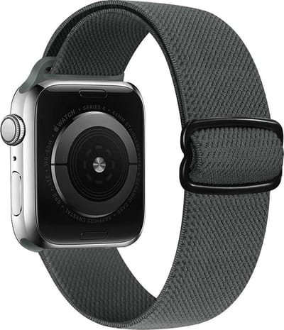 By Qubix - Geschikt voor Apple Watch bandje - Solo Loop Nylon bandje - Donkergrijs - Geschikt voor Apple Watch 38mm / 40mm / 41mm / 42mm - nylon - bandje iWatch