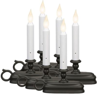 LED Raamkaarsen - Raamverlichting Kaarsen - Sfeerverlichting Creëren - Automatische Schemeringssensor - 22.9 cm Hoog - Antiek Brons