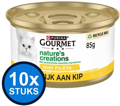 10x Gourmet - Nature's Creations Mini Filets Kip - Kattenvoer Natvoer - 85g