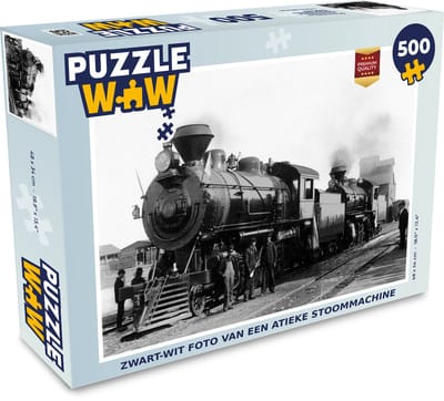 Puzzel Zwart-wit foto van een antieke stoomtrein - Legpuzzel - Puzzel 500 stukjes