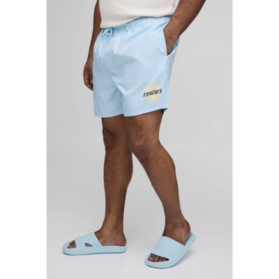 Plus Men's Placement Print Zwemshort Middellange Lengte | Blue | Size 2XL