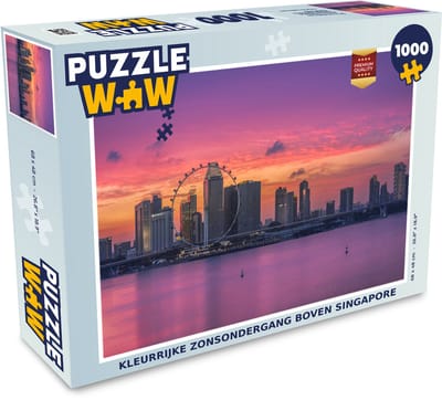 Puzzel Kleurrijke zonsondergang boven Singapore - Legpuzzel - Puzzel 1000 stukjes volwassenen