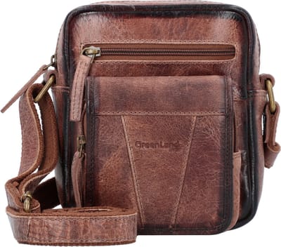 GreenLand Nature Leren Schoudertas MASCU & LINE Crossbody Bag Brown Bruine